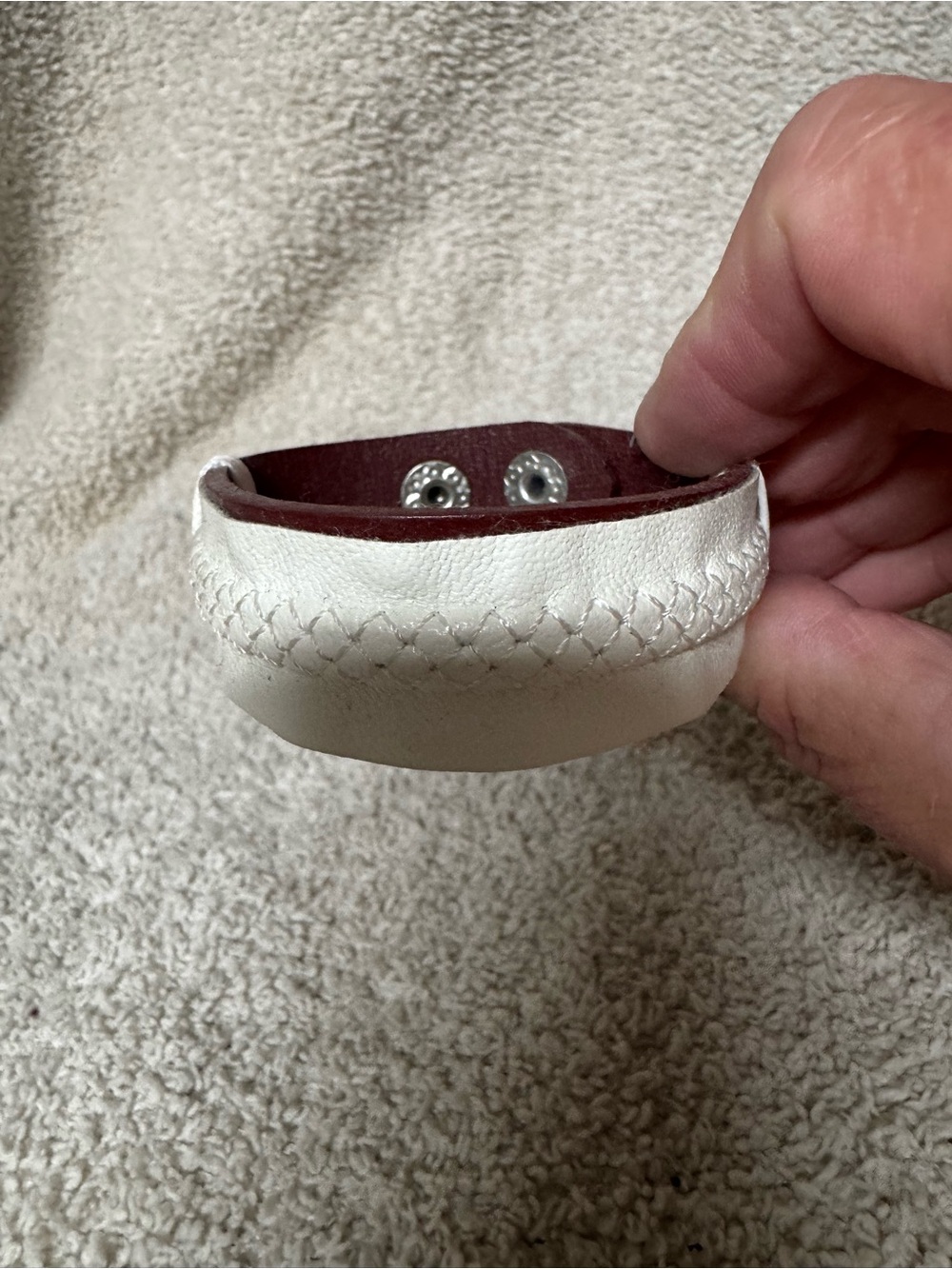 Paparazzi White Leather Snap Bracelet